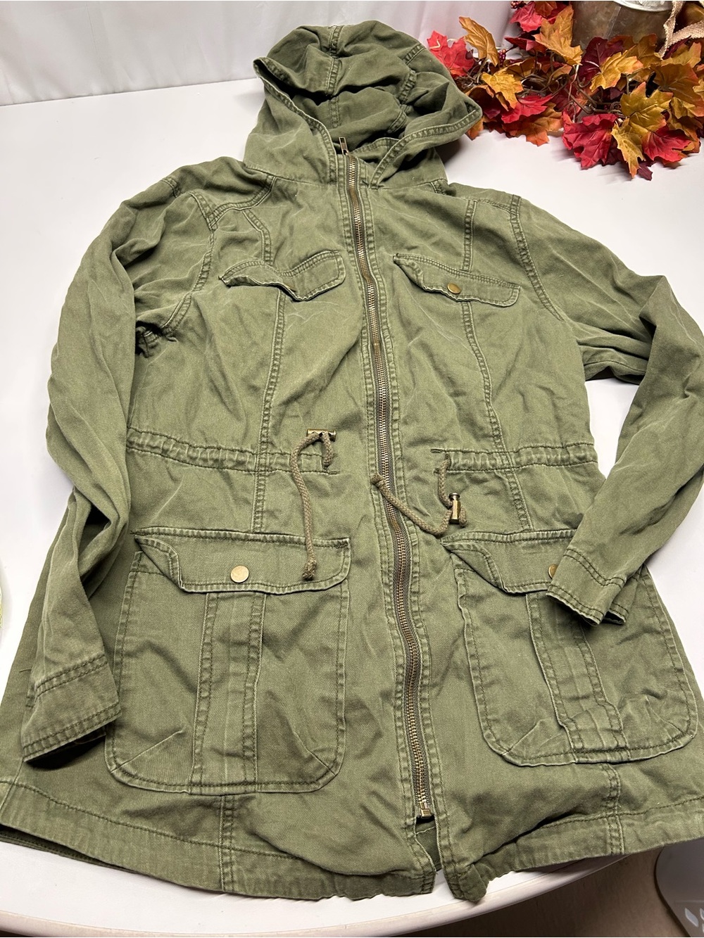 Mossimo Supply Co. Olive Green Hooded Utility Anorak